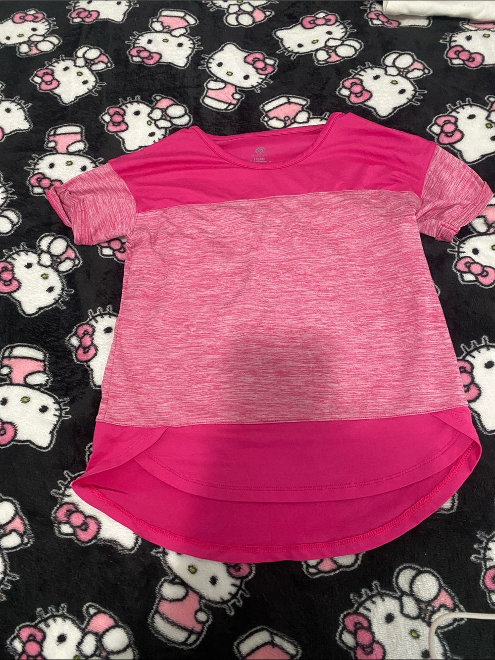 Champion Girls' Hot Pink Layered Hem Short Sleeve Tee